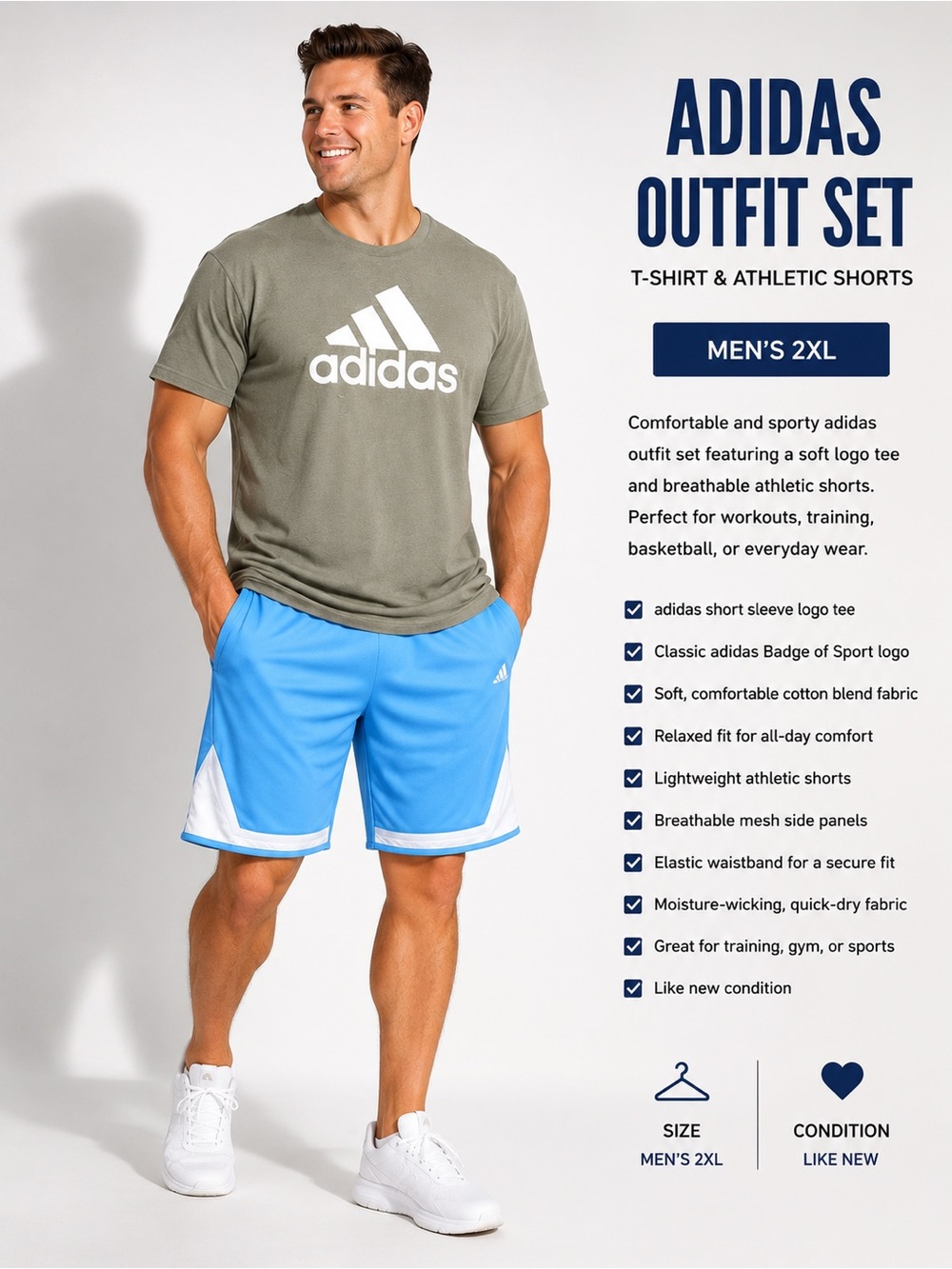 Adidas Men's Athletic Shorts - Blue 2Xl outfit